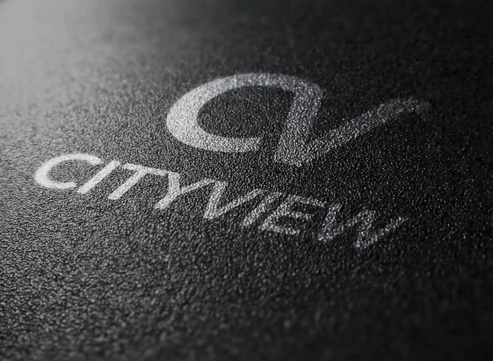 City View logo embossed on charcoal