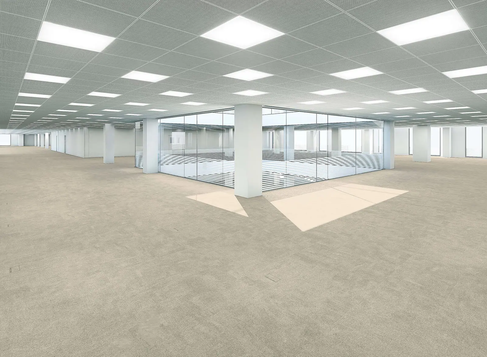 CGI of an open-plan office floor