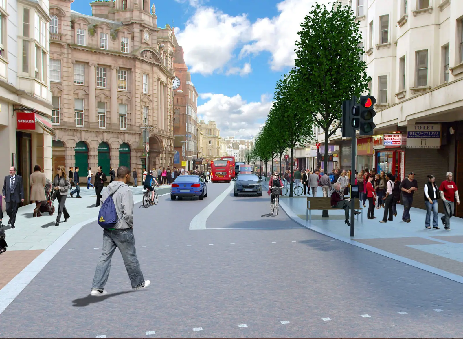 CGI streetscape with new public realm
