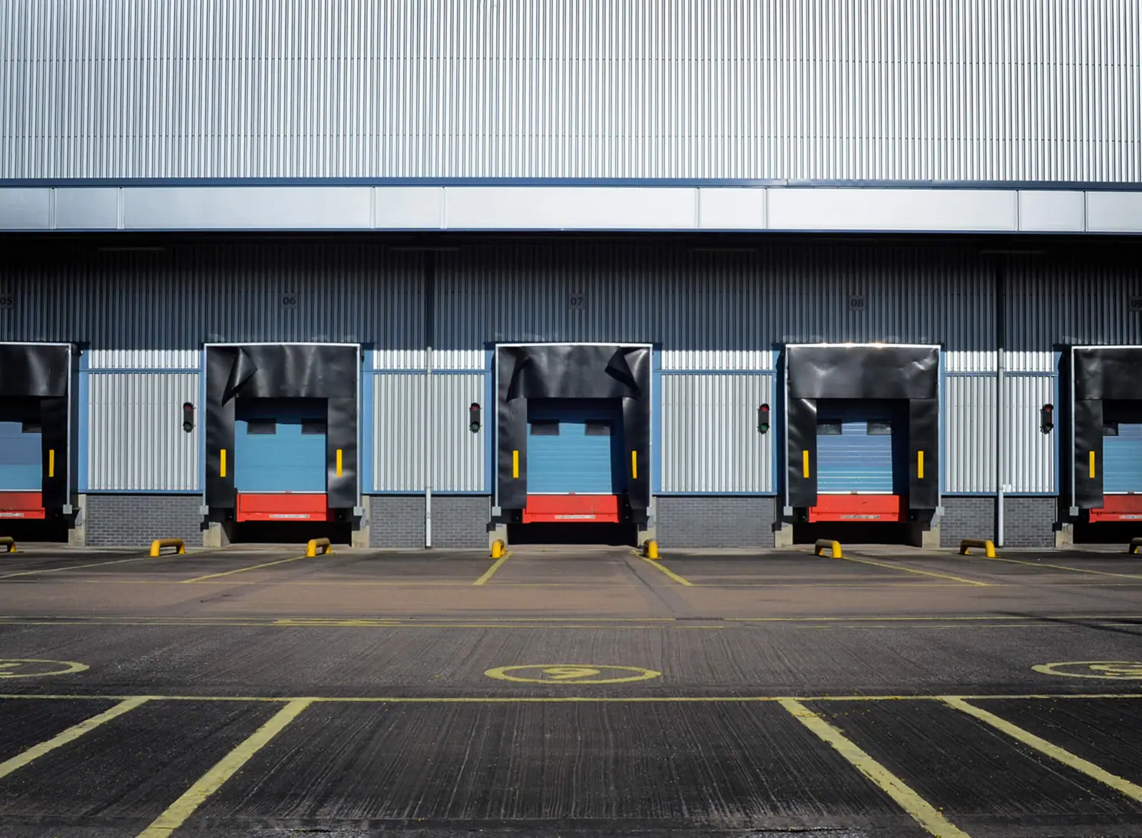 Loading docks at a distribution warehouse