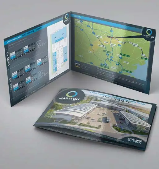 Folded brochure with an aerial map