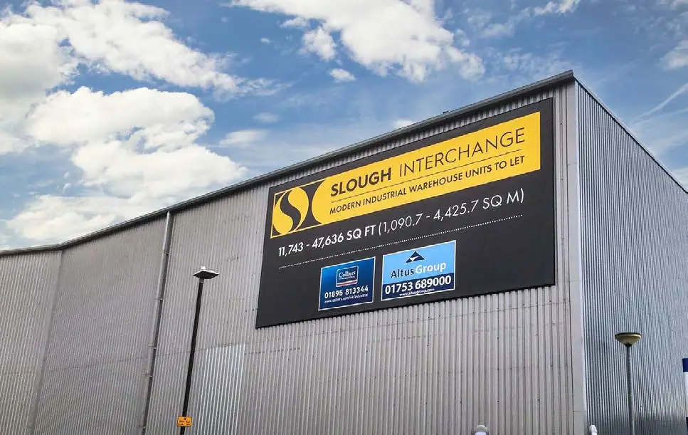 Slough Interchange flexface sign
