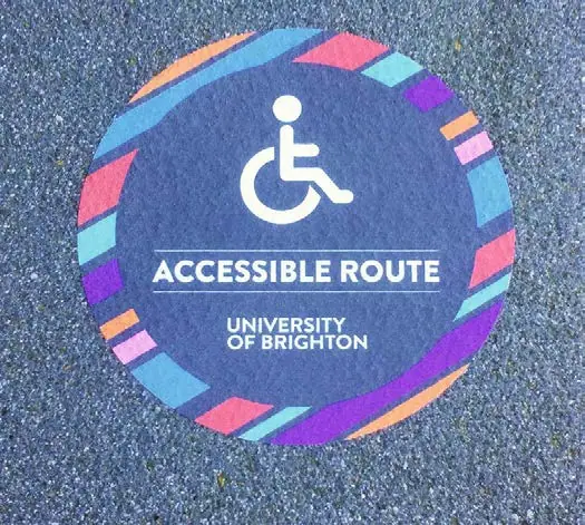 'Accessible route' floor graphic for the University of Brighton
