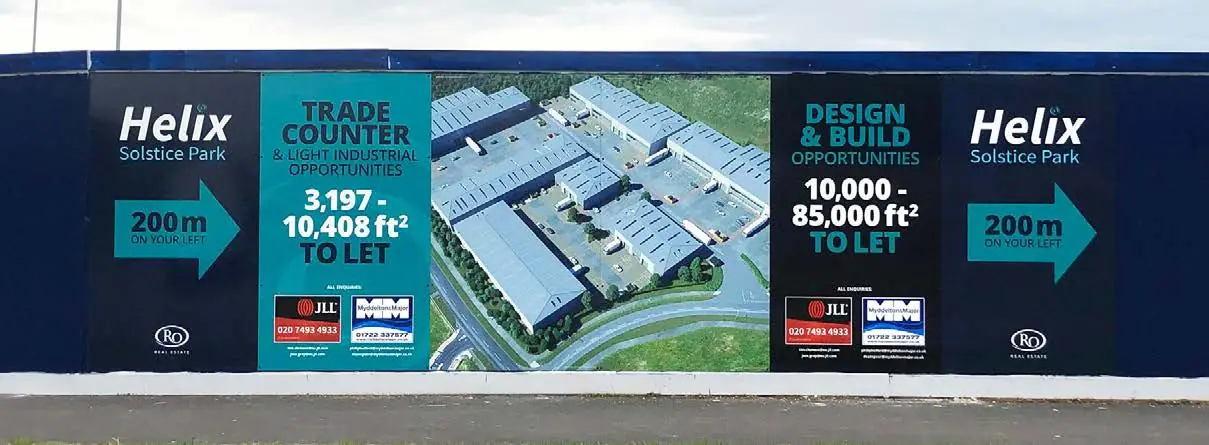 Long hoarding with CGI and unit sizes