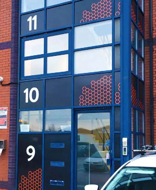 Unit 10 number on a stair tower
