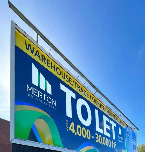 Merton warehouse 'to let' fascia