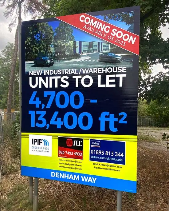 IPIF 'units to let' board