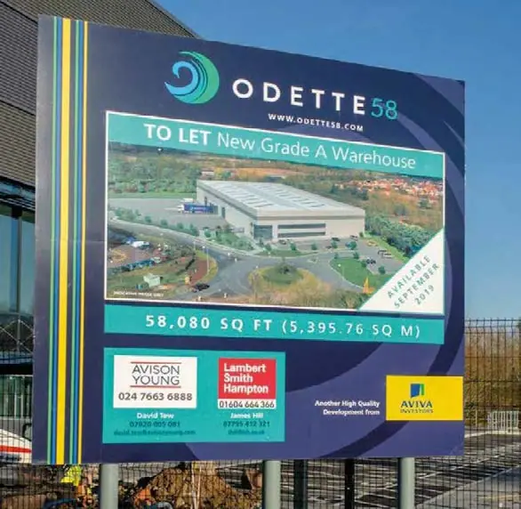 Odette 'to let' board with an aerial photograph