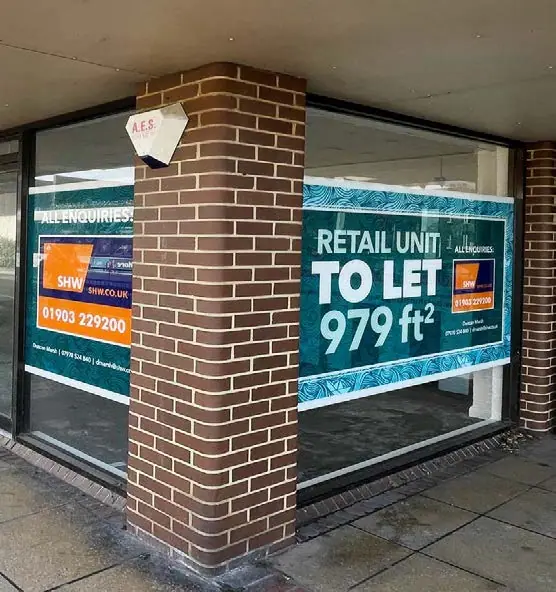 'Retail unit to let' window graphics