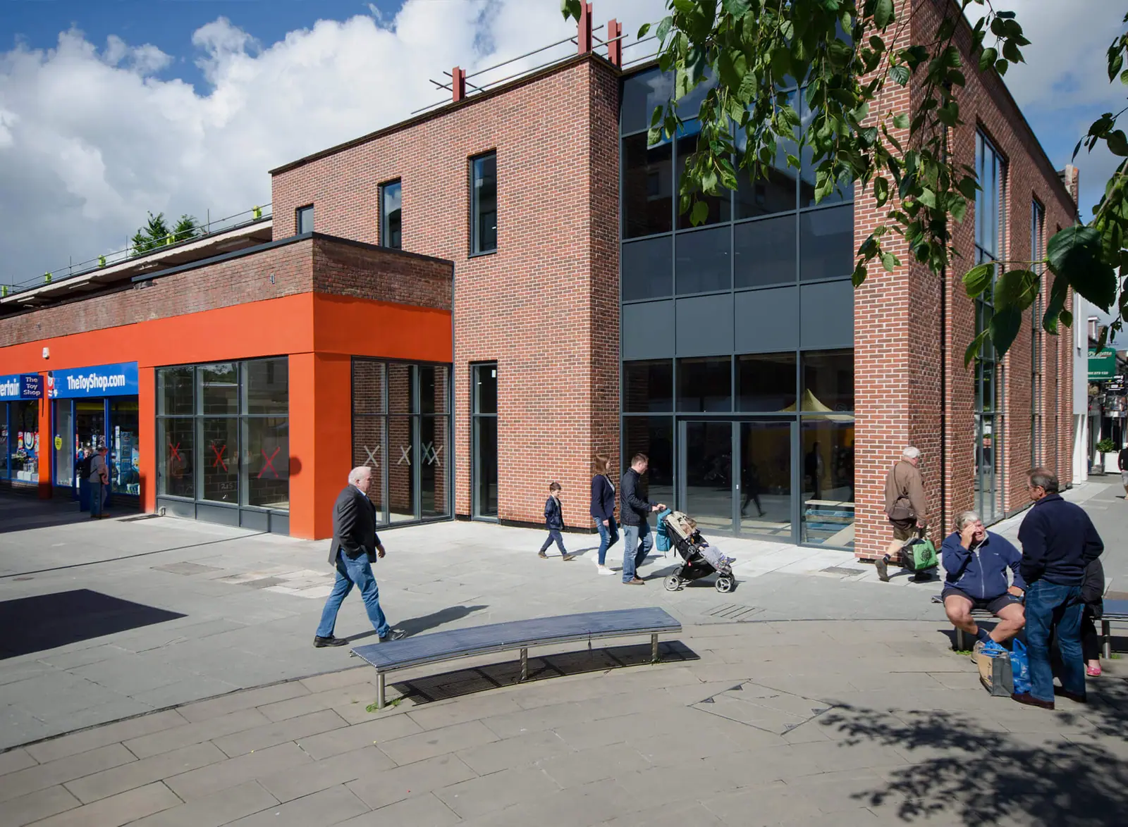 New brick and glass retail frontage at Bishops Weald