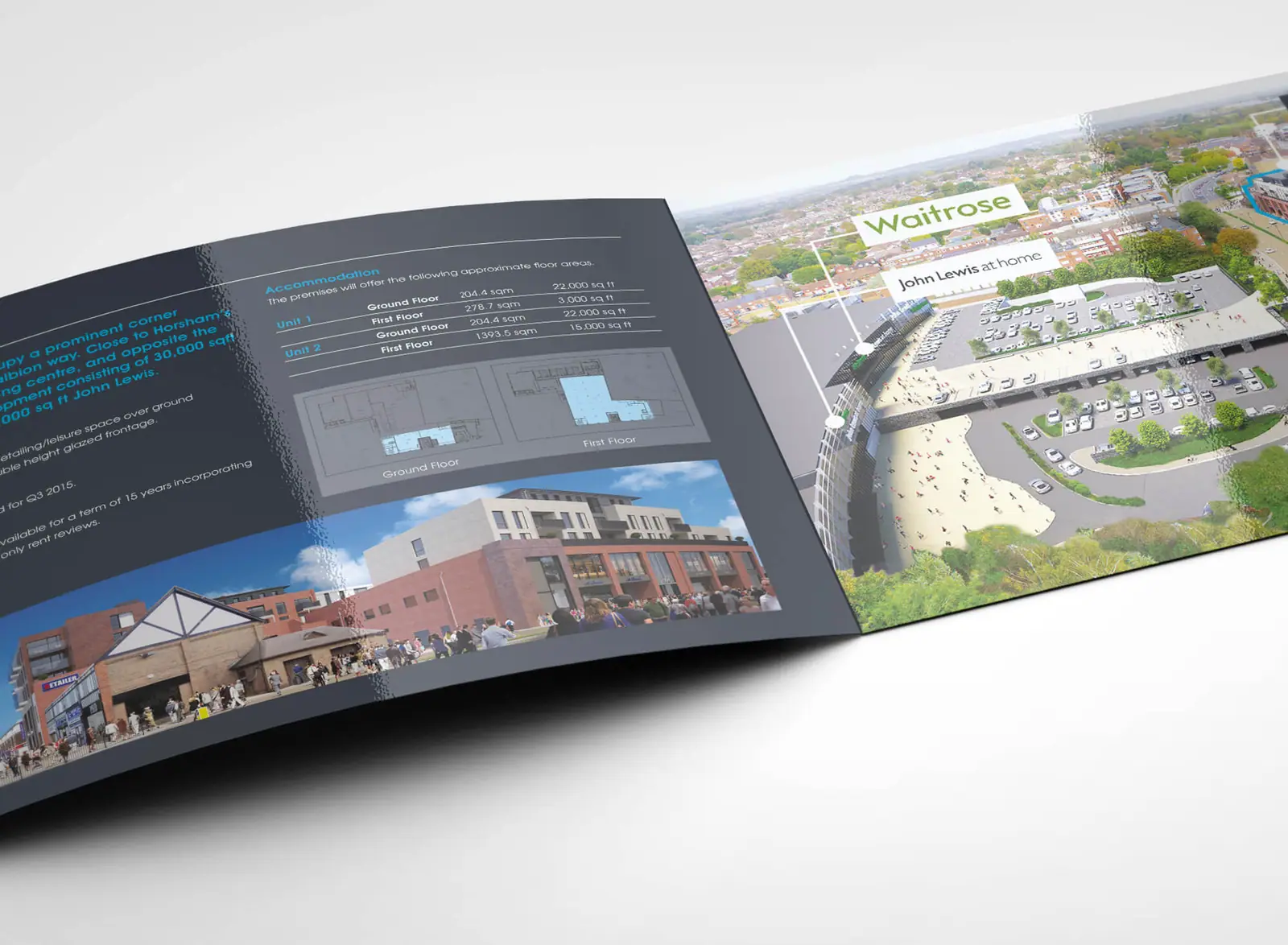 Bishops Weald brochure spread with an aerial plan