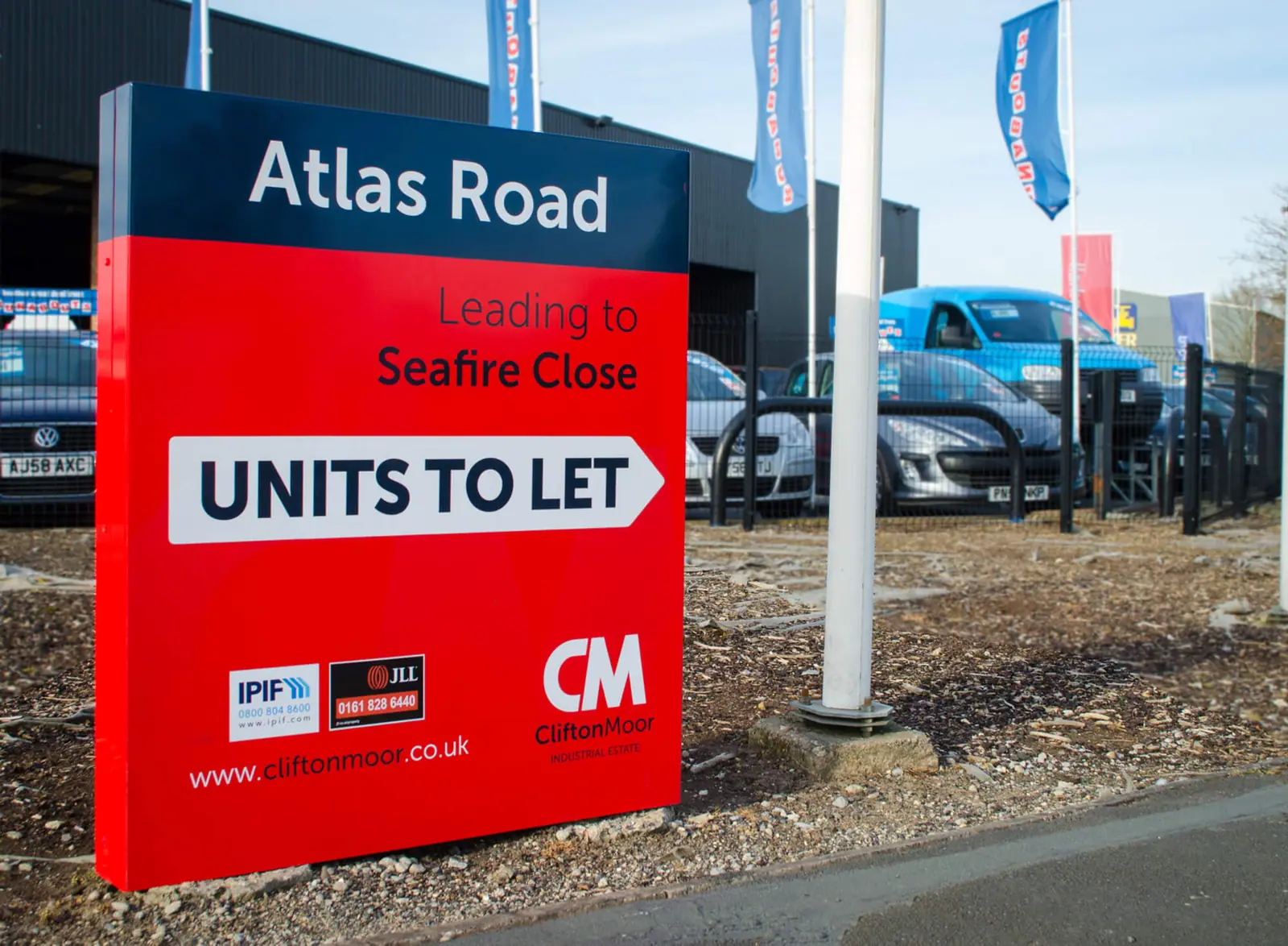 Atlas Road 'units to let' sign at Clifton Moor