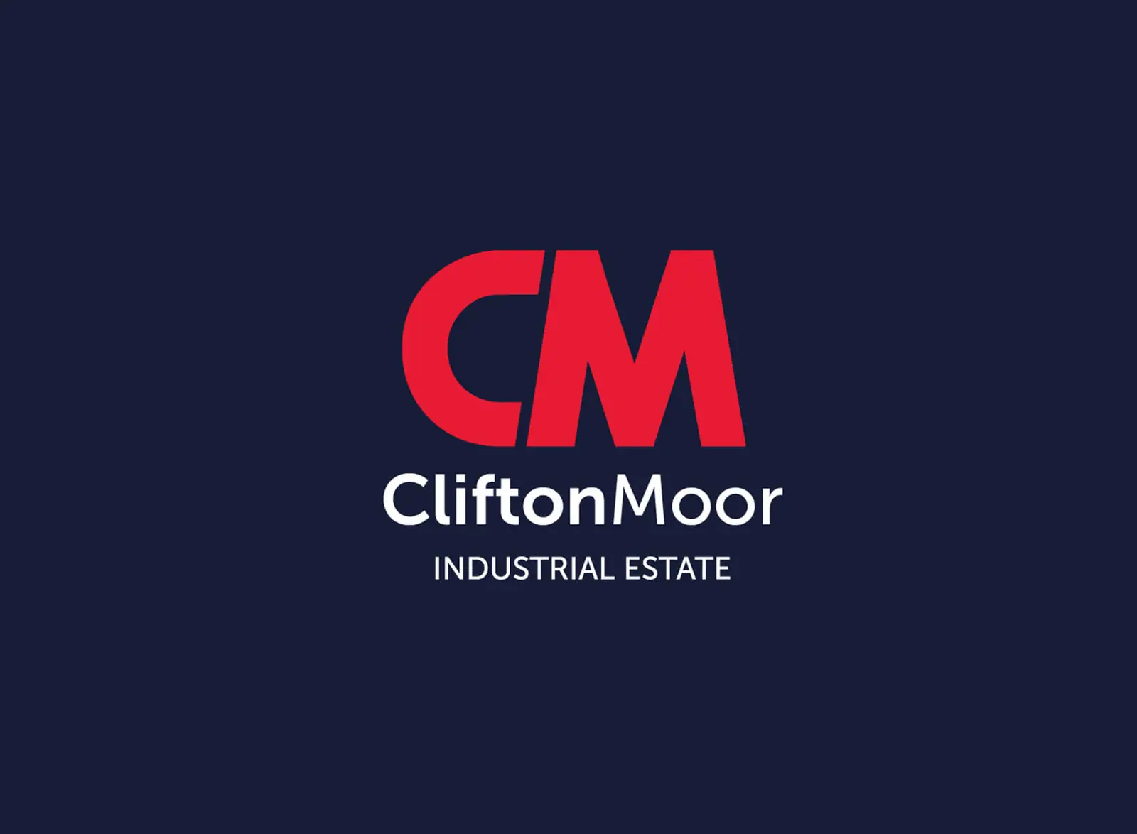 Clifton Moor Industrial Estate logo on navy