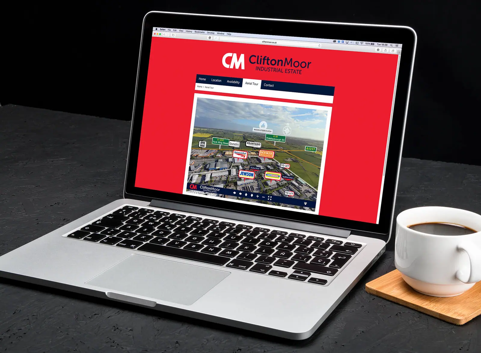 Clifton Moor website on a laptop