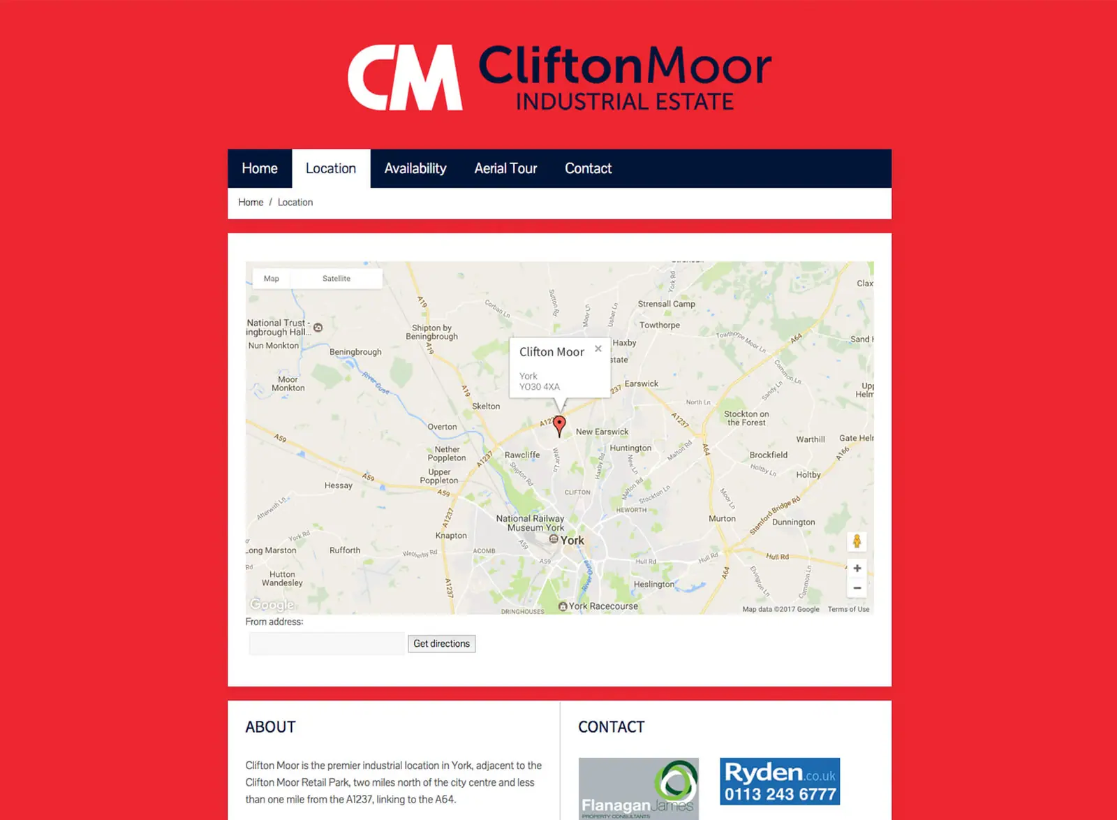 Clifton Moor website location page
