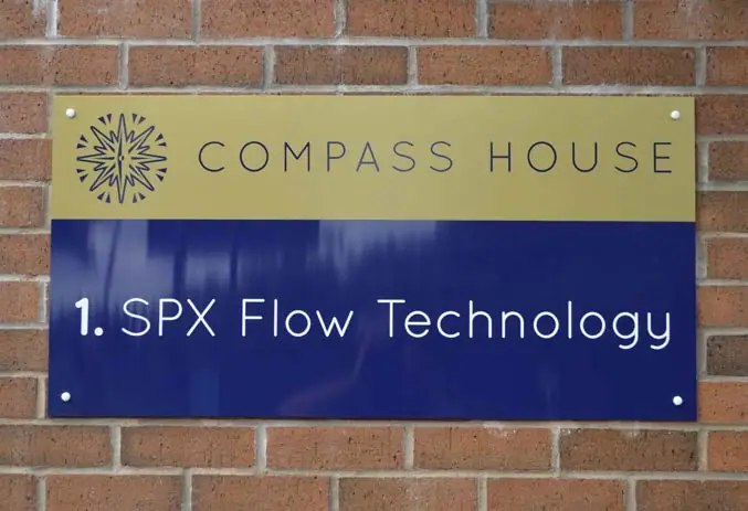 Compass House occupier plaque for SPX Flow Technology
