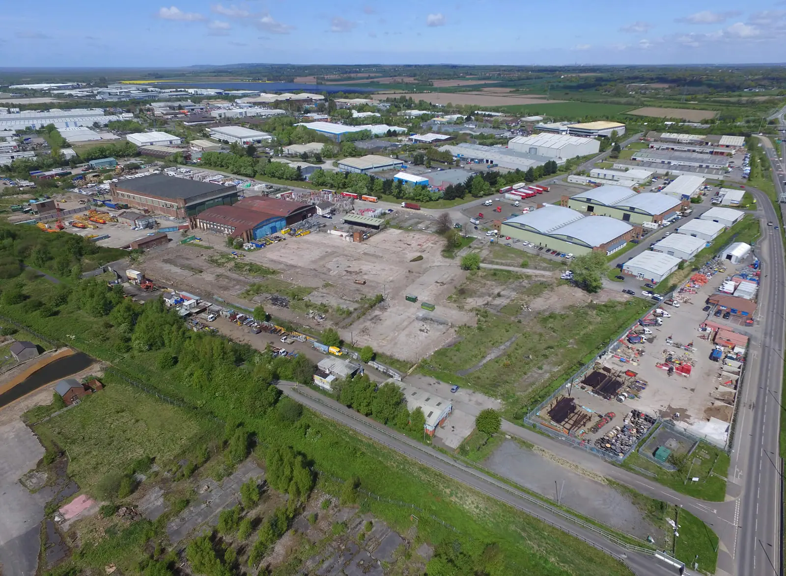 Aerial view across the cleared development plot
