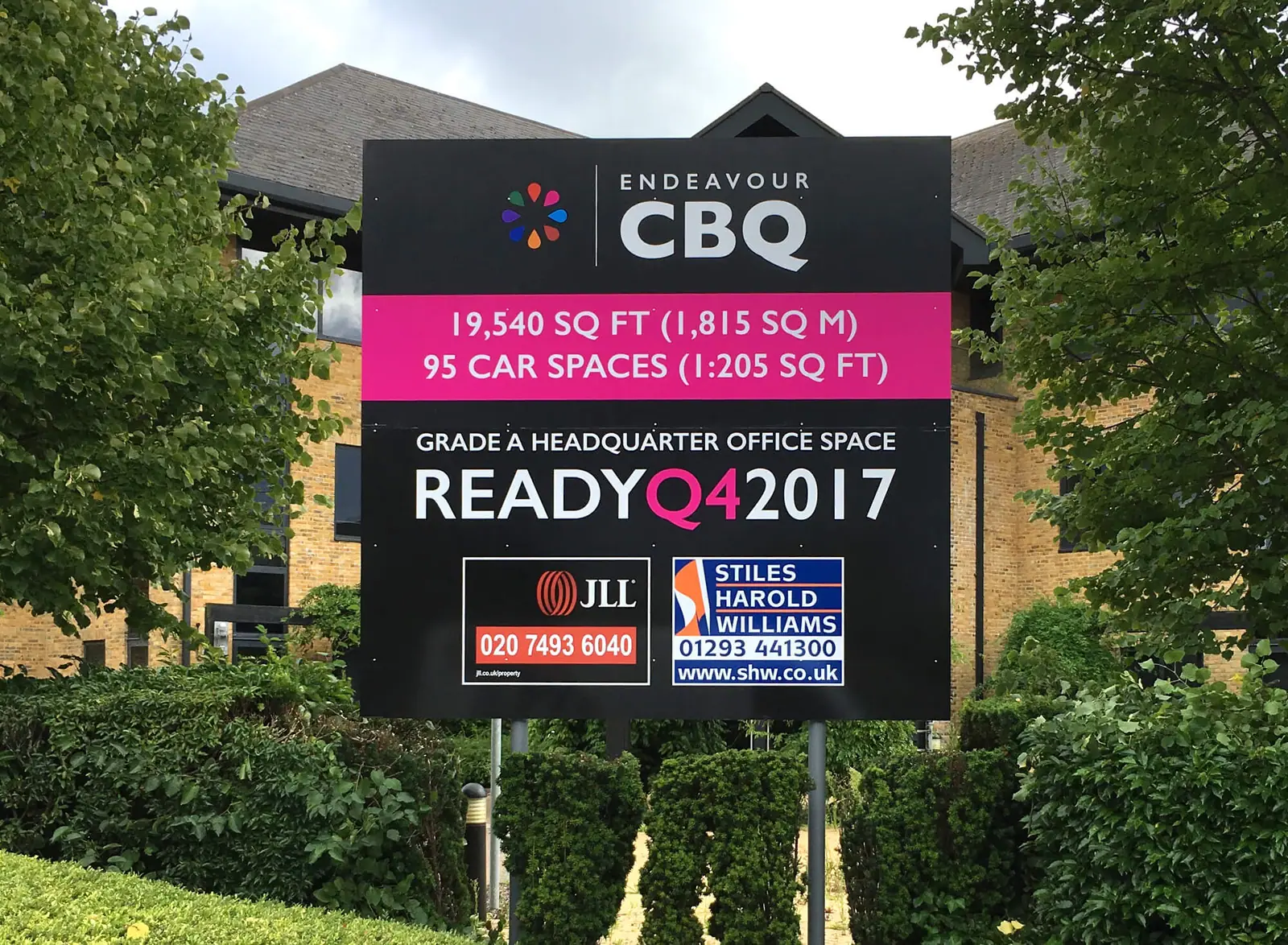 Endeavour CBQ marketing board reading 'Ready Q4 2017'