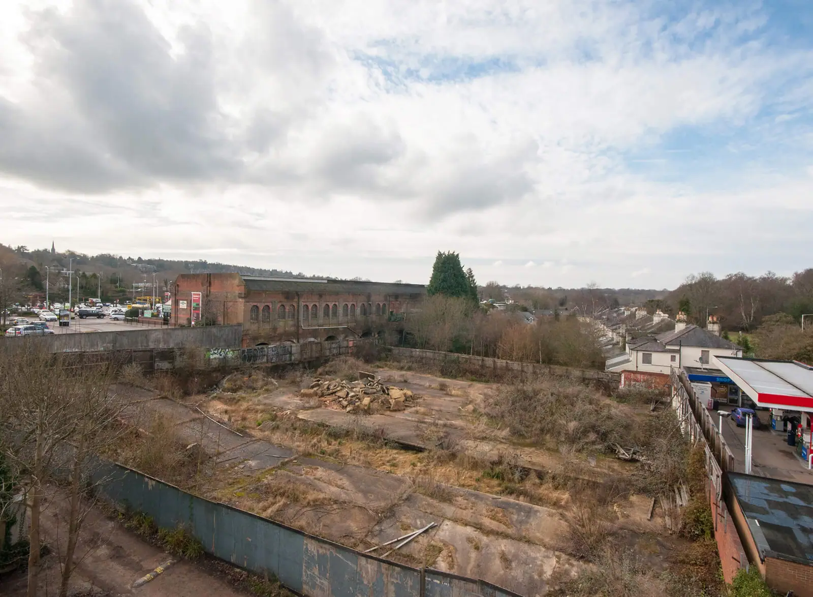 Elevated view over the Eridge Road development site