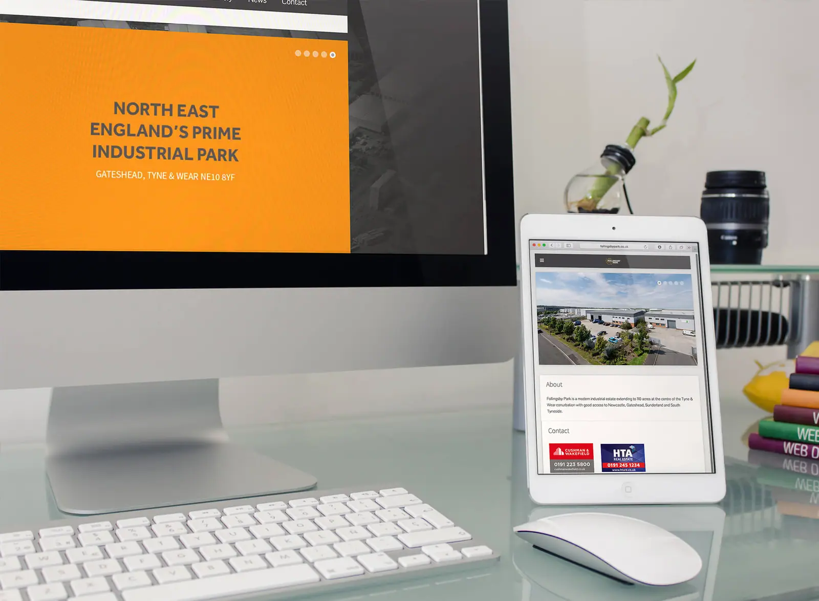 Follingsby Park website on a tablet