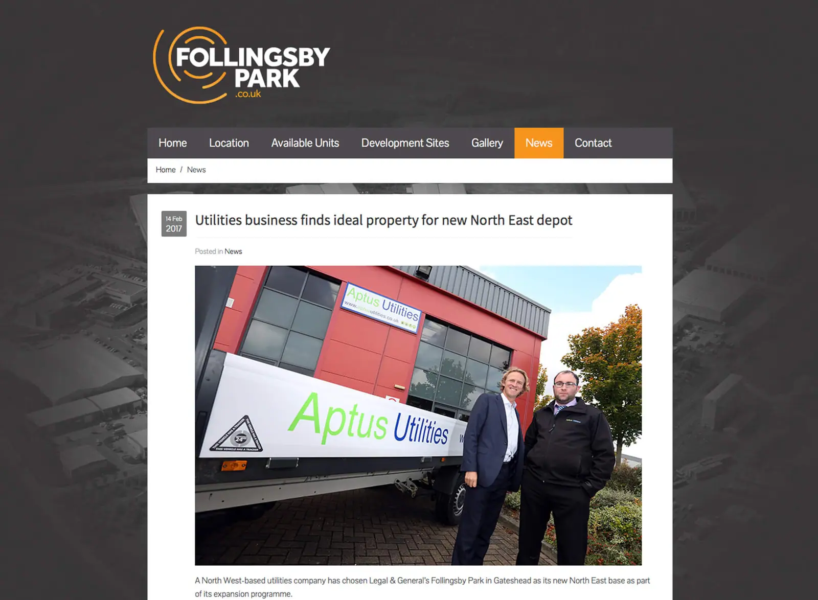 Follingsby Park website news page