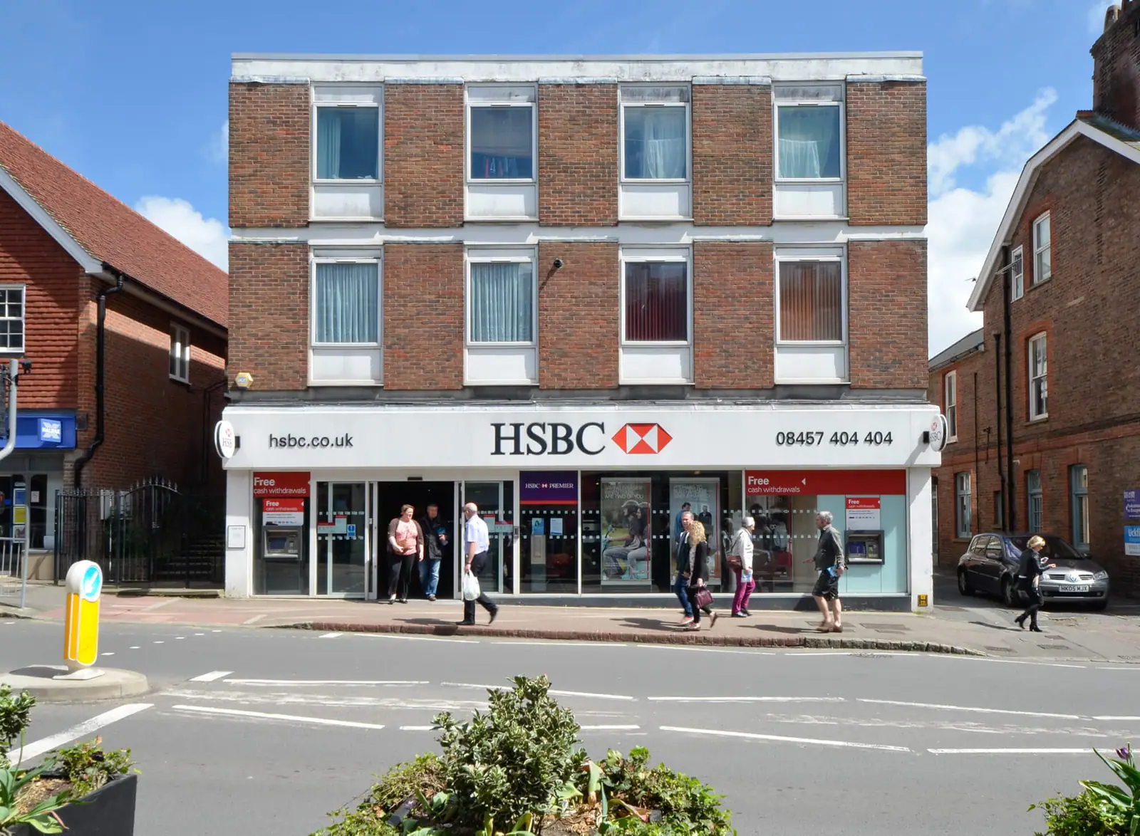 Elevated view of the HSBC building on Uckfield High Street