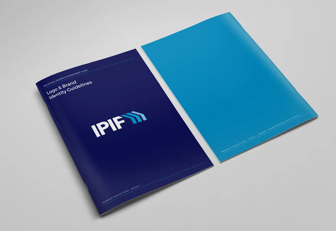 IPIF brochure covers in navy and blue