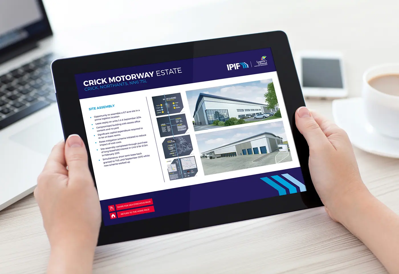 IPIF estate website on a tablet