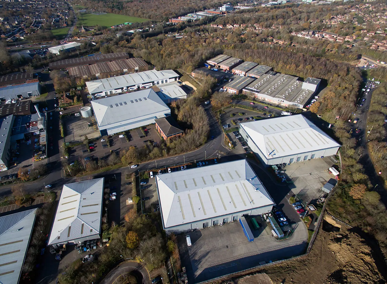 Aerial view of Kingsland Business Park