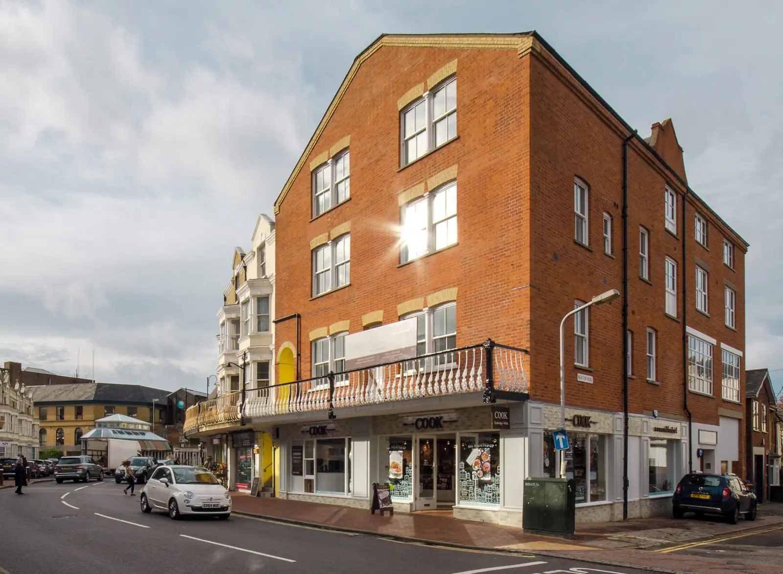 Red-brick corner building on Monson Road, Tunbridge Wells