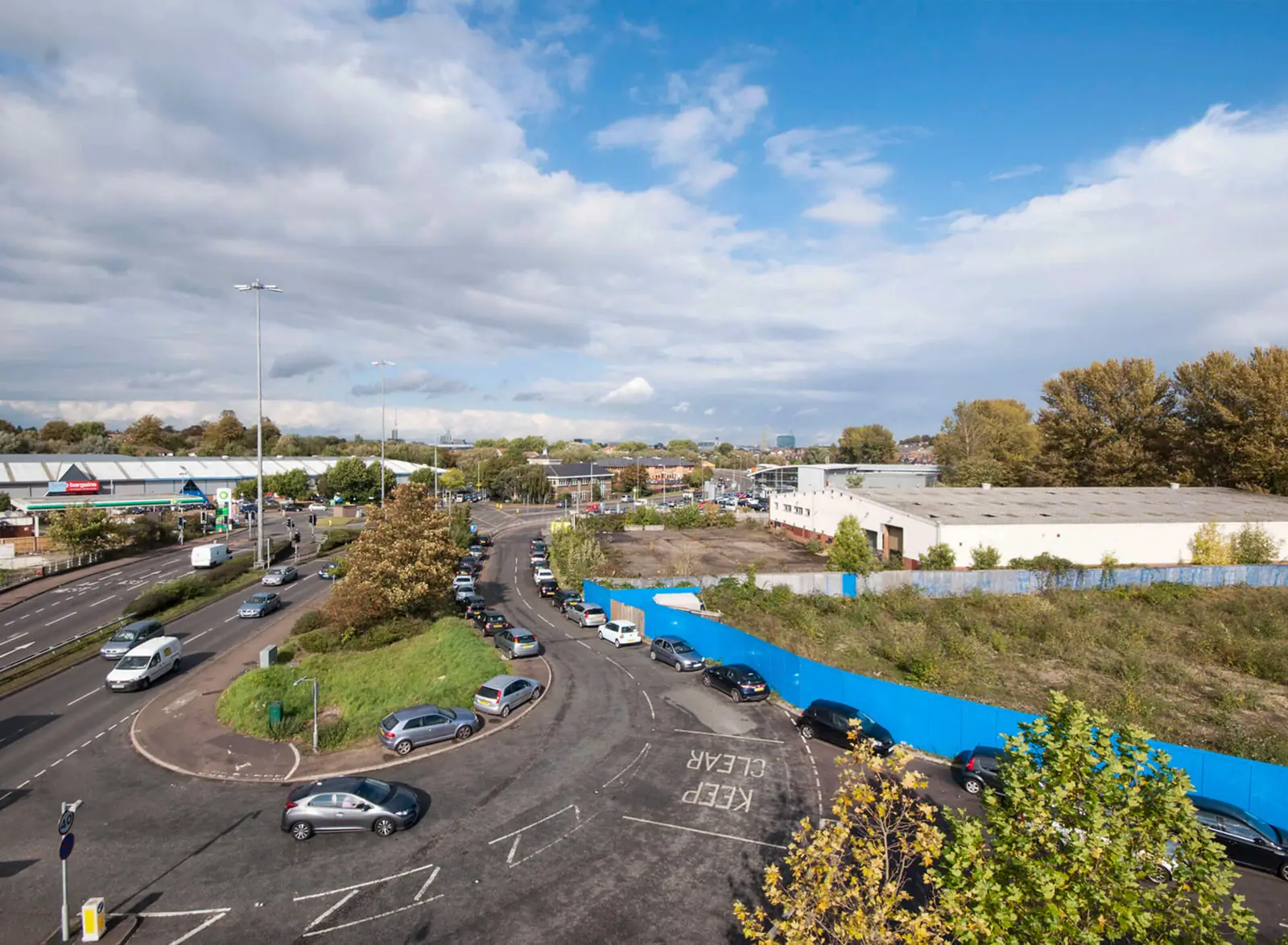 Elevated view of the development land on the A33