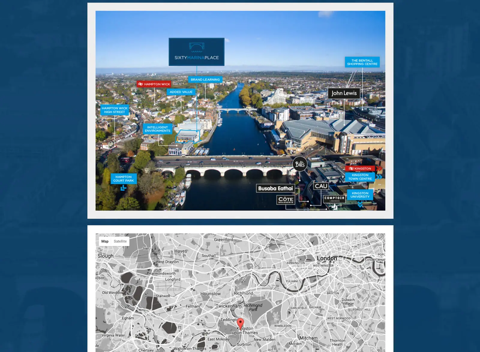 Sixty Marina Place website gallery with an aerial view