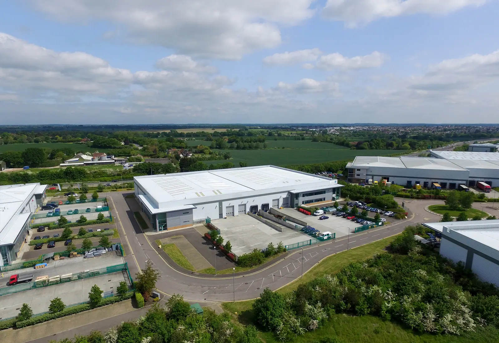 Drone view of Skyline 120 and the surrounding business park