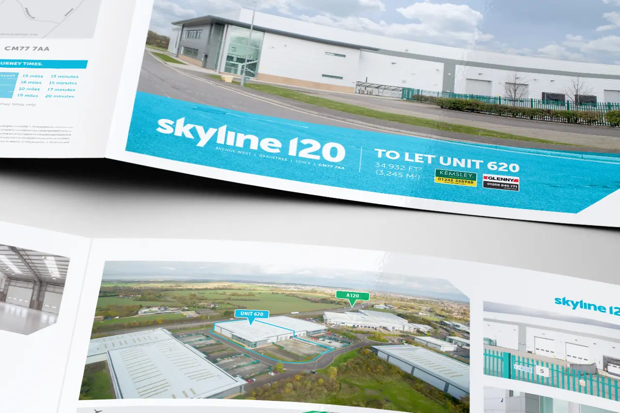 Skyline 120 brochure and 'to let' board