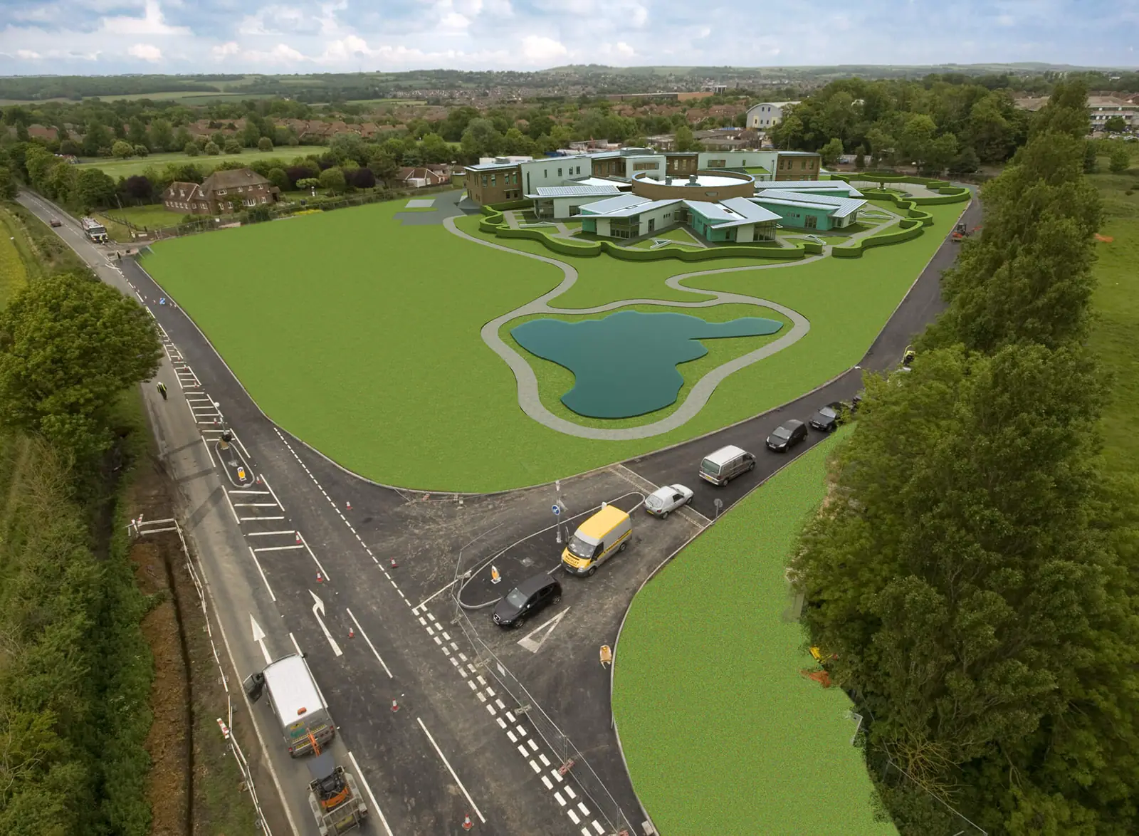 CGI of the finished St Barnabas wellness centre and its grounds