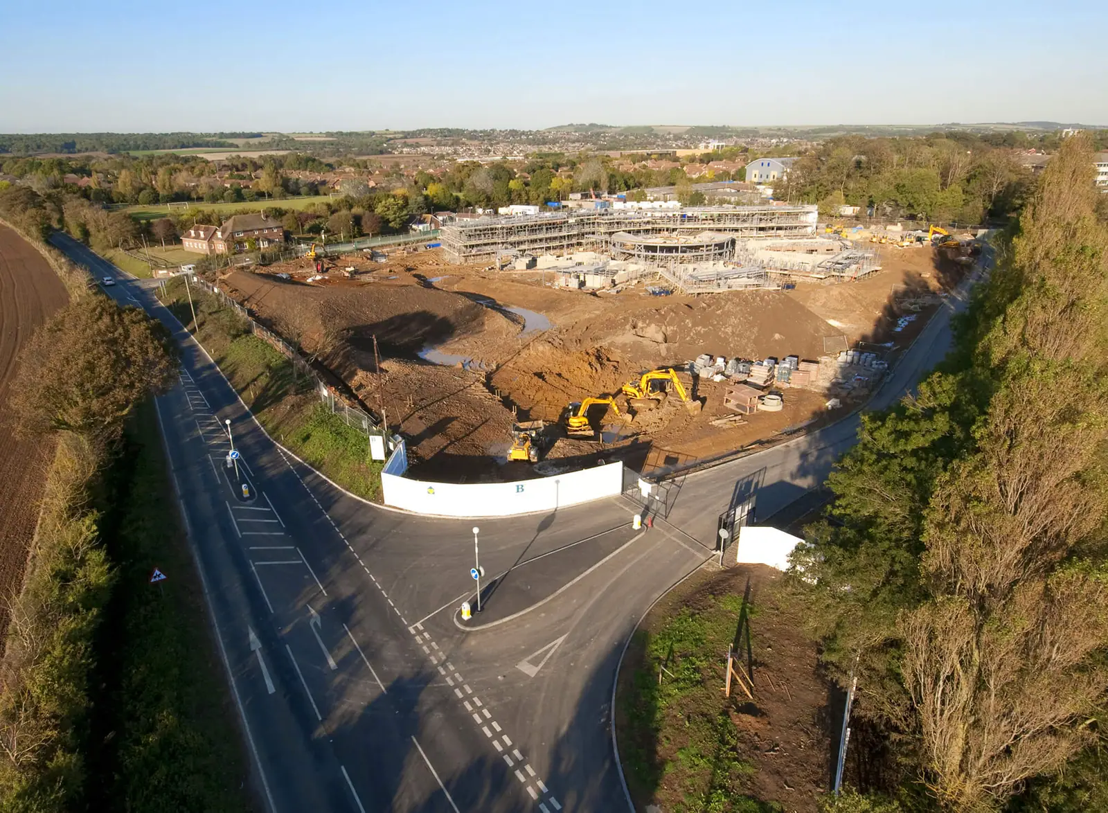 Construction under way at St Barnabas, seen from above