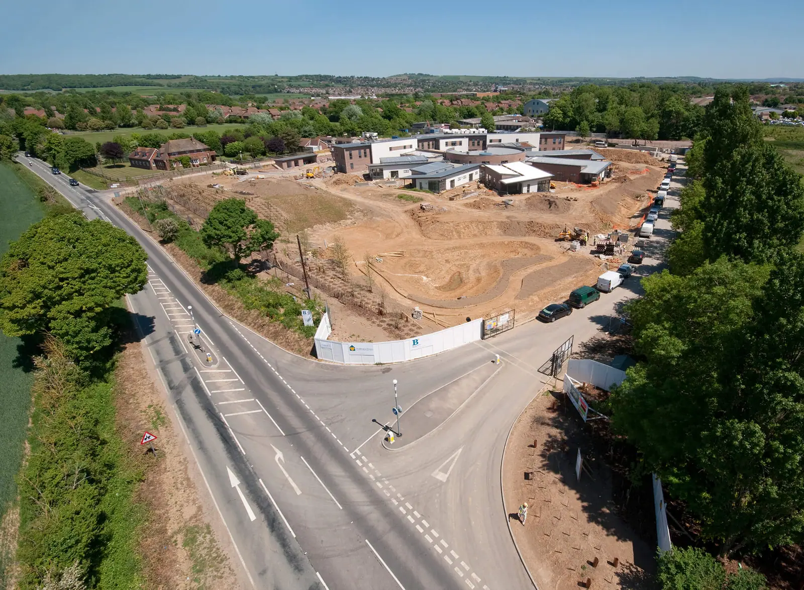 Building works progressing beside the road