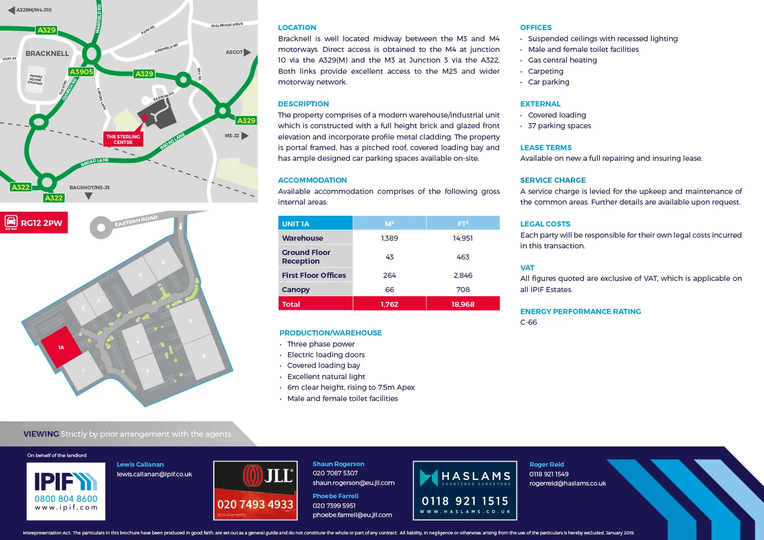 Sterling Centre particulars, specification page