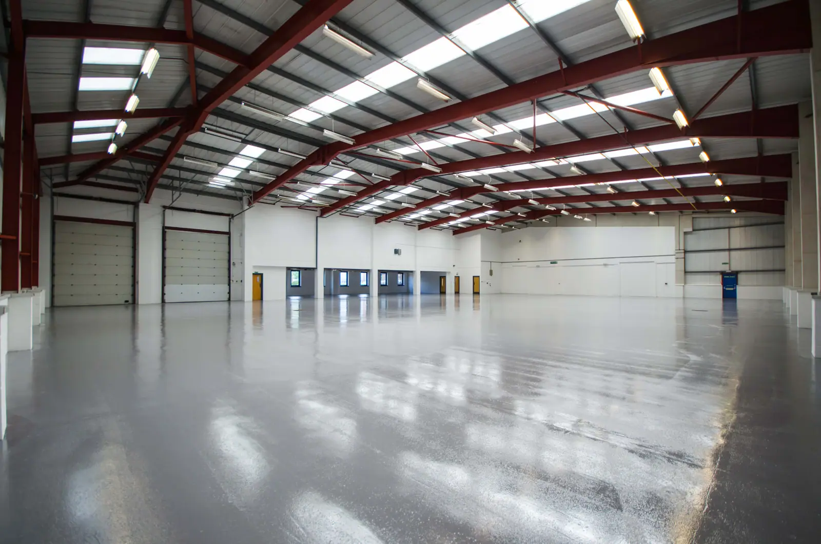 Warehouse interior with a polished floor