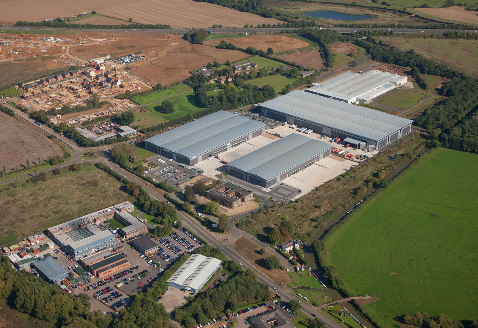 Aerial view of the distribution warehouse near the M40