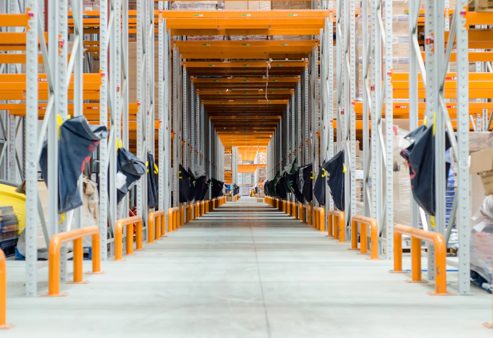 High-bay racking aisle inside the distribution centre