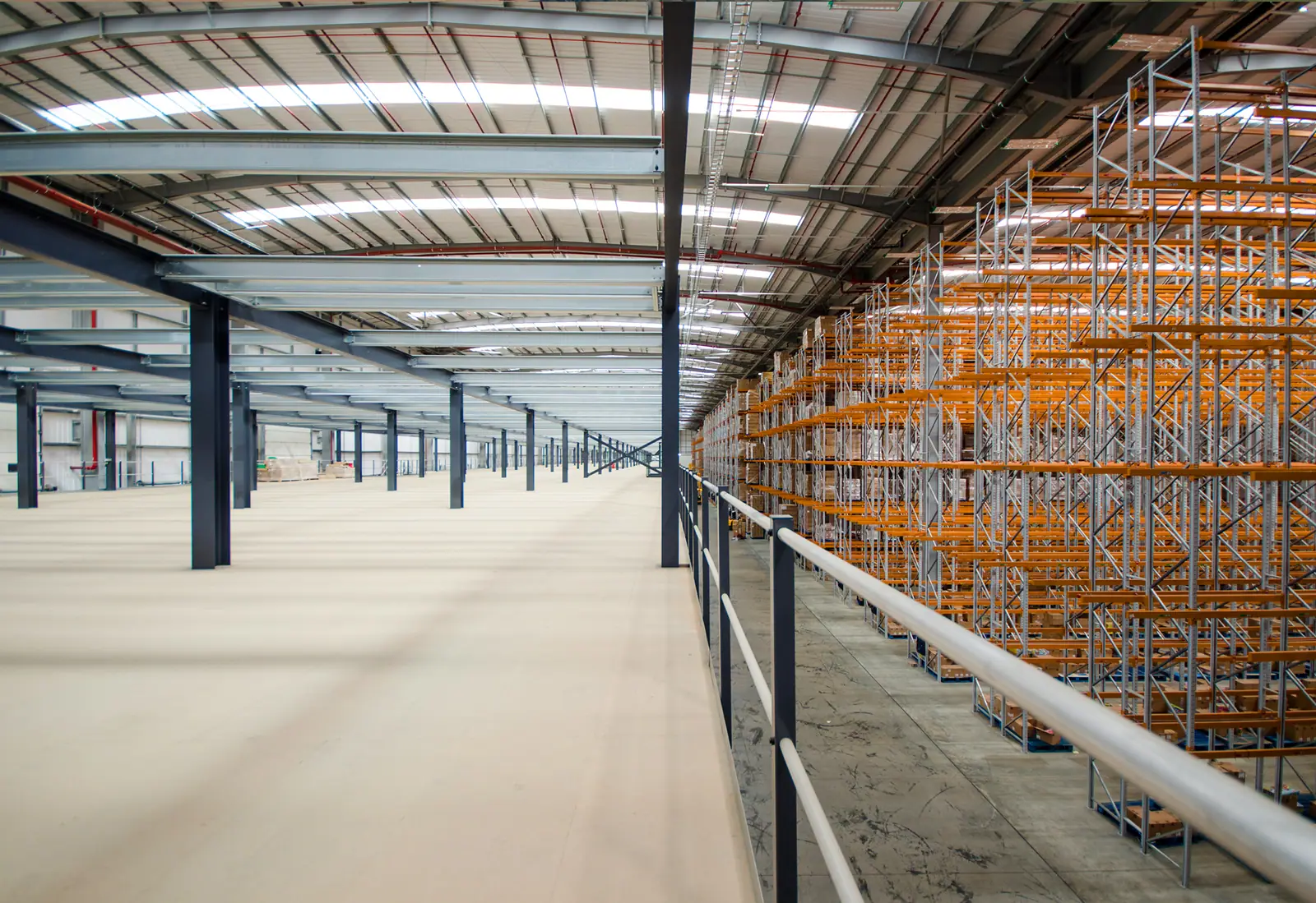 Warehouse mezzanine and racking